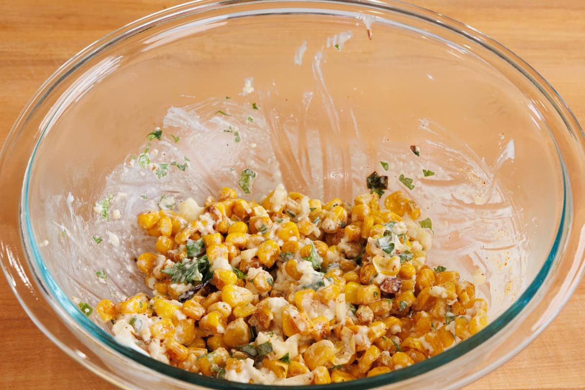 corn dip in a large mixing bowl