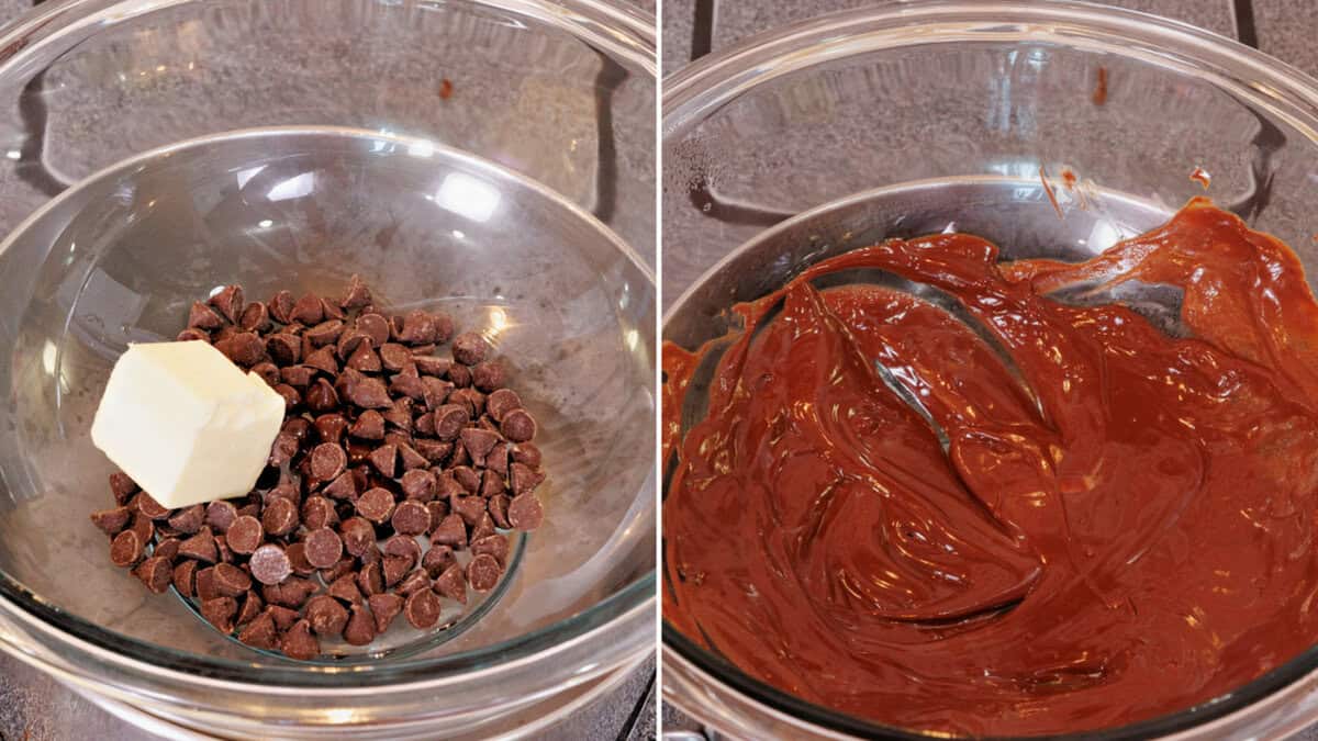melting chocolate in a double boiler.