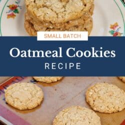 a small batch of oatmeal cookies on a baking sheet.