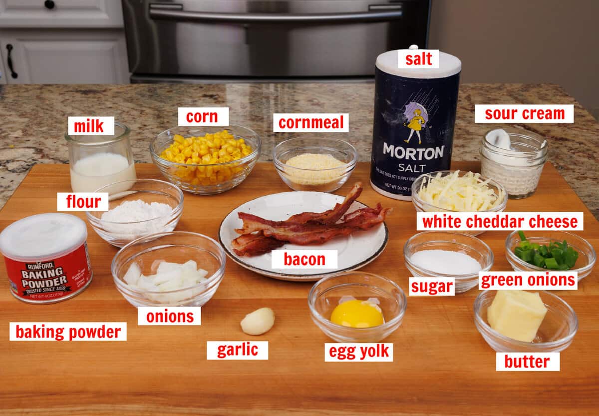 corn casserole ingredients on a kitchen counter