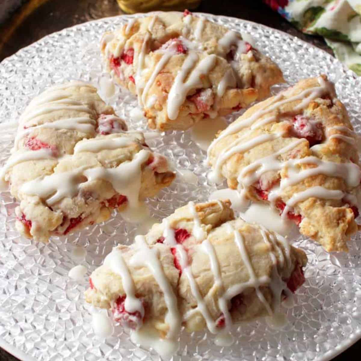 Mini Strawberry Scones Recipe - with Vanilla Glaze