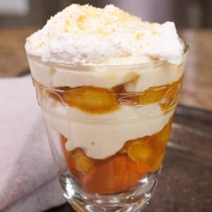 Caramelized Banana Pudding in a dessert glass.