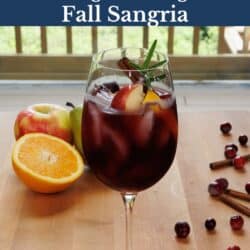 a glass of sangria on a kitchen counter.