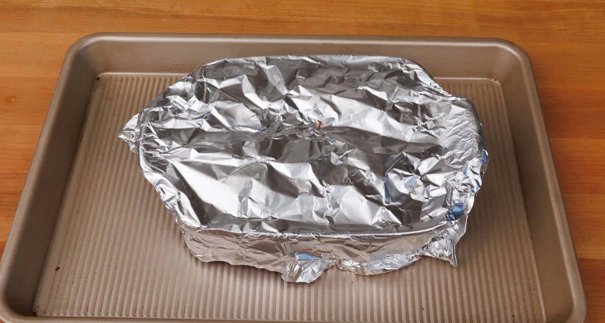 foil covering a small baking dish