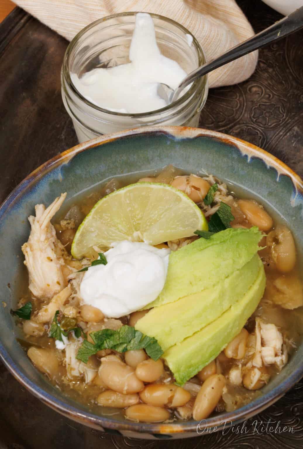 Slow Cooker White Chicken Chili For One Recipe - One Dish Kitchen