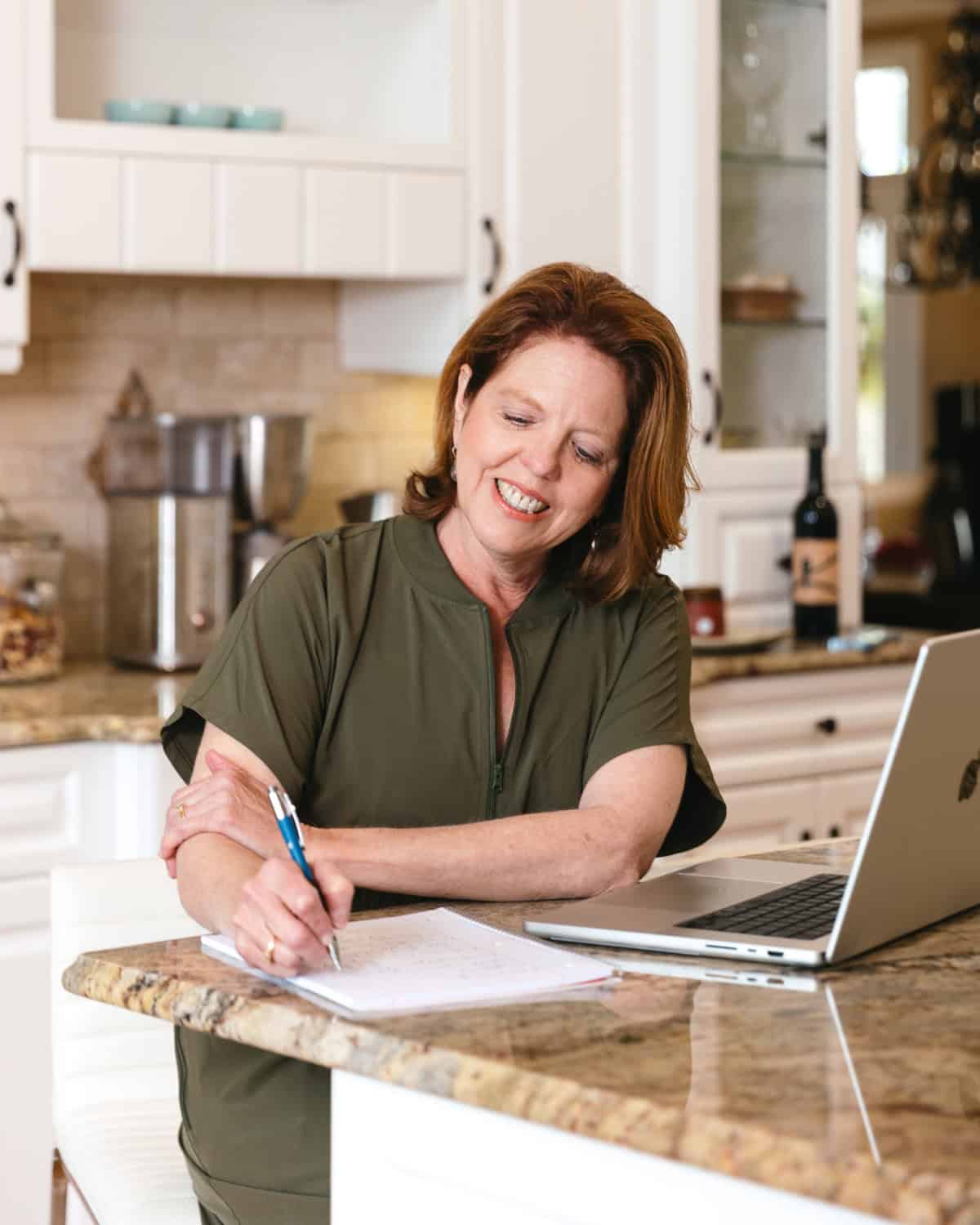 joanie zisk writing a recipe.