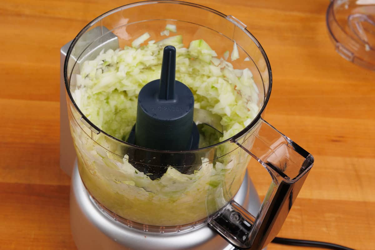 cucumbers finely chopped in a food processor