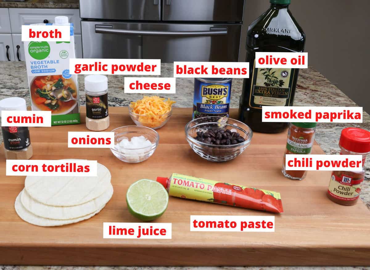 black bean tacos ingredients on a kitchen counter