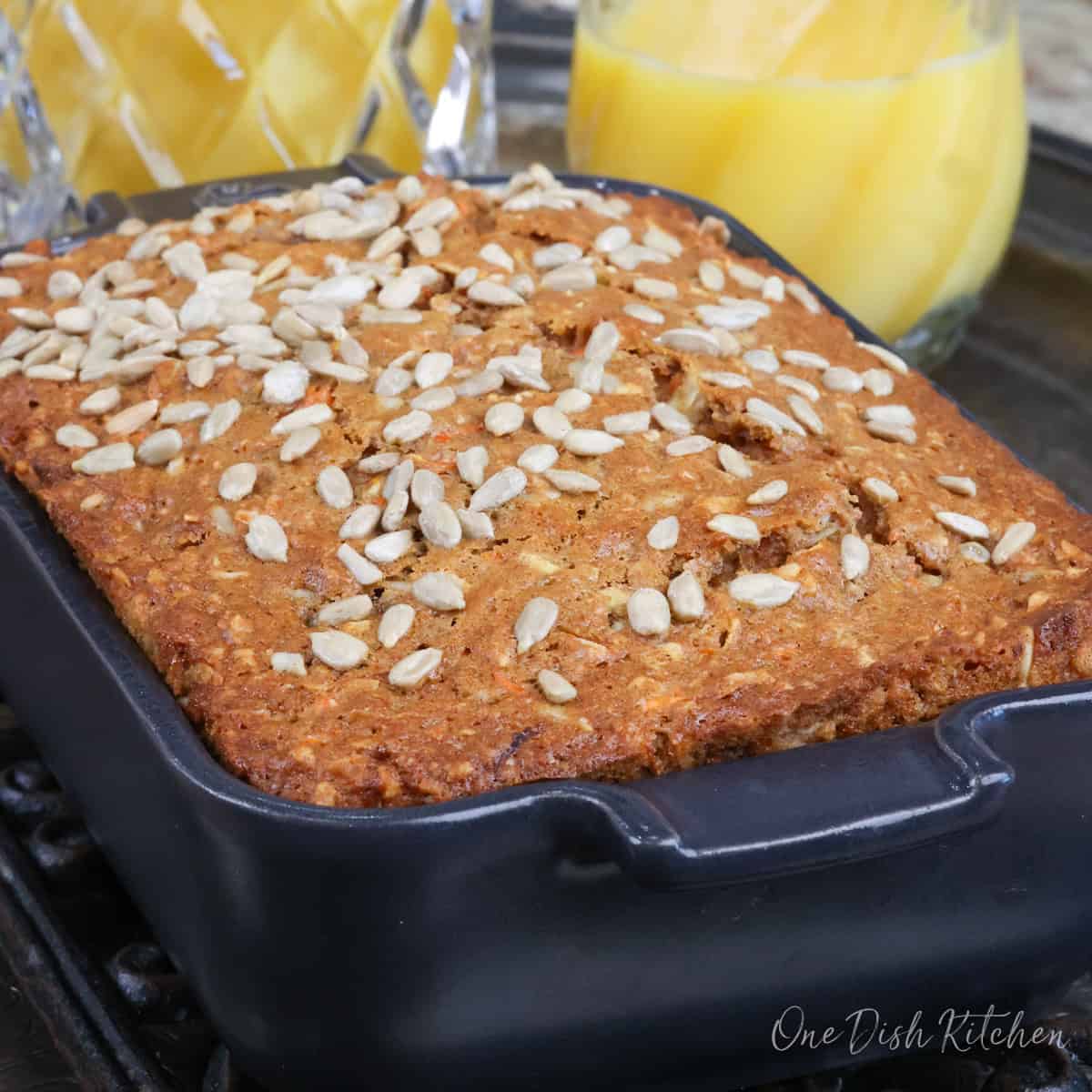 morning glory bread loaf made from morning glory muffin batter.