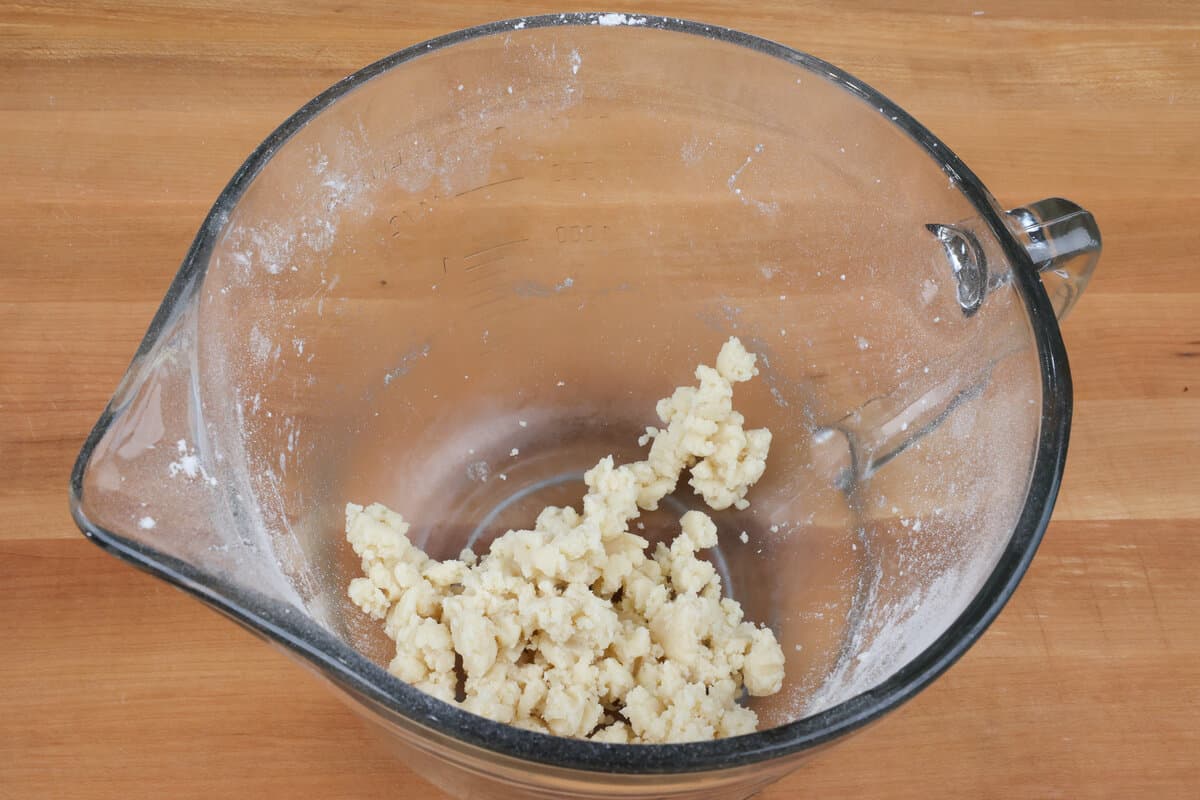 buttermilk pie crust batter in a mixing bowl.