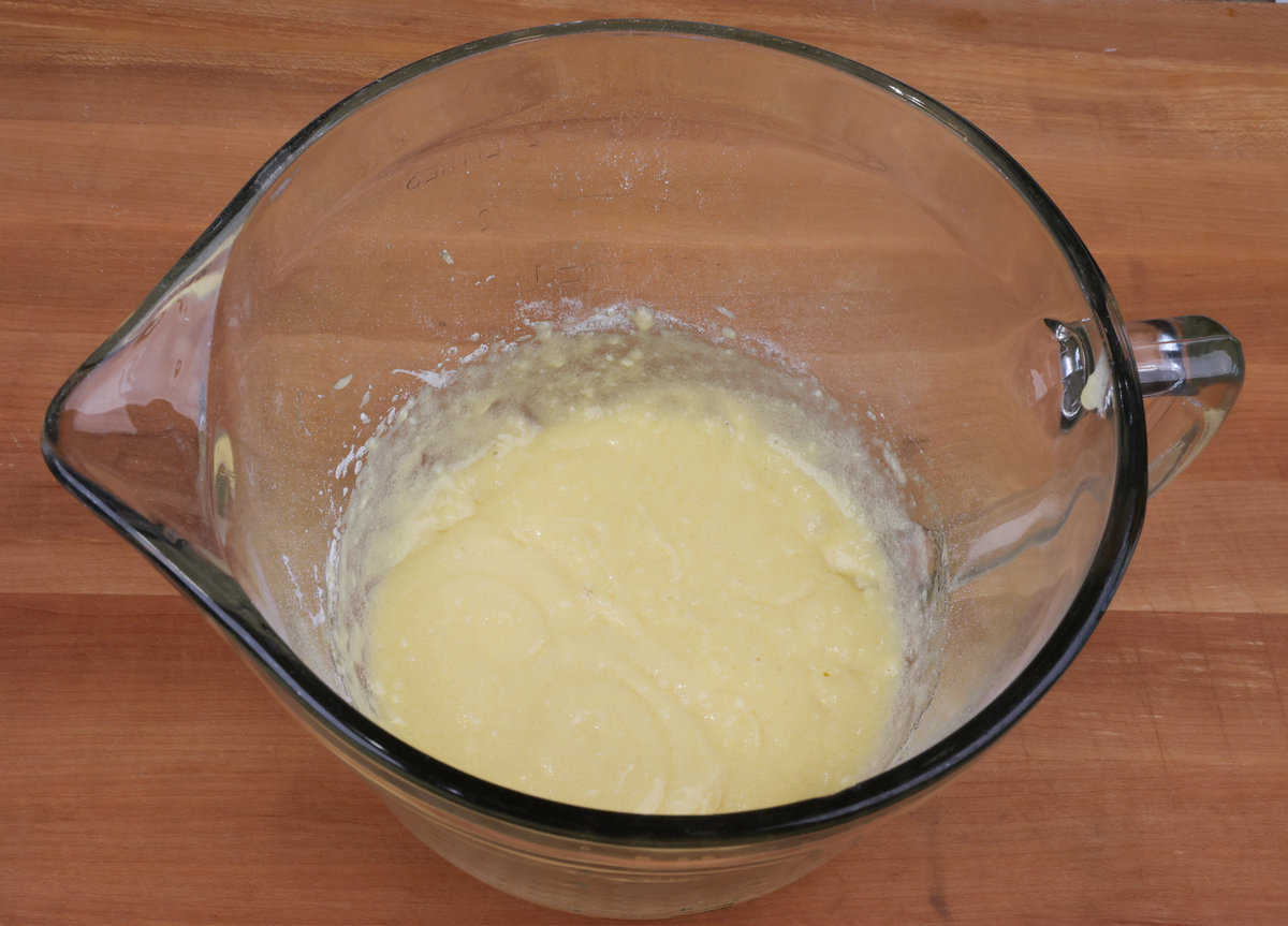 buttermilk pie filling in a mixing bowl.