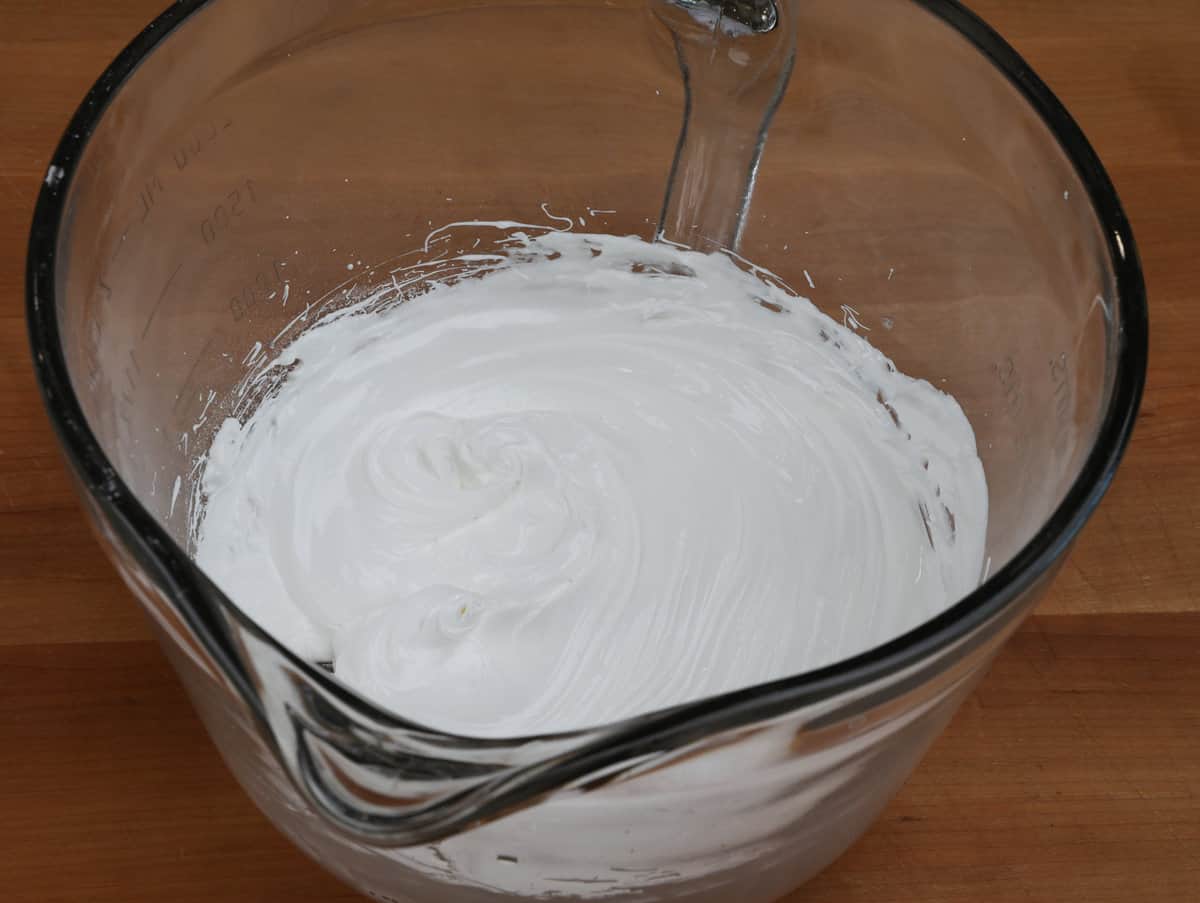 meringue in a mixing bowl.