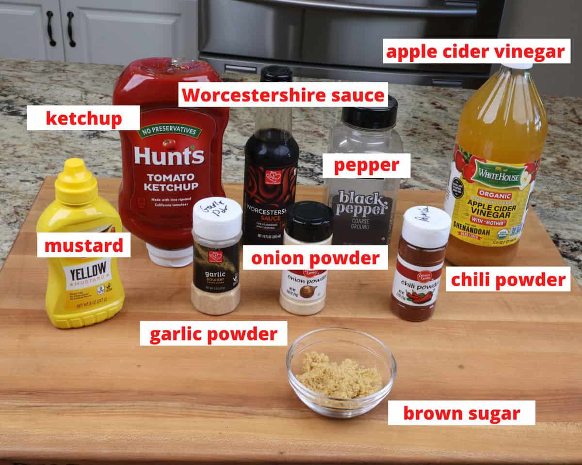 bbq sauce ingredients on a kitchen counter