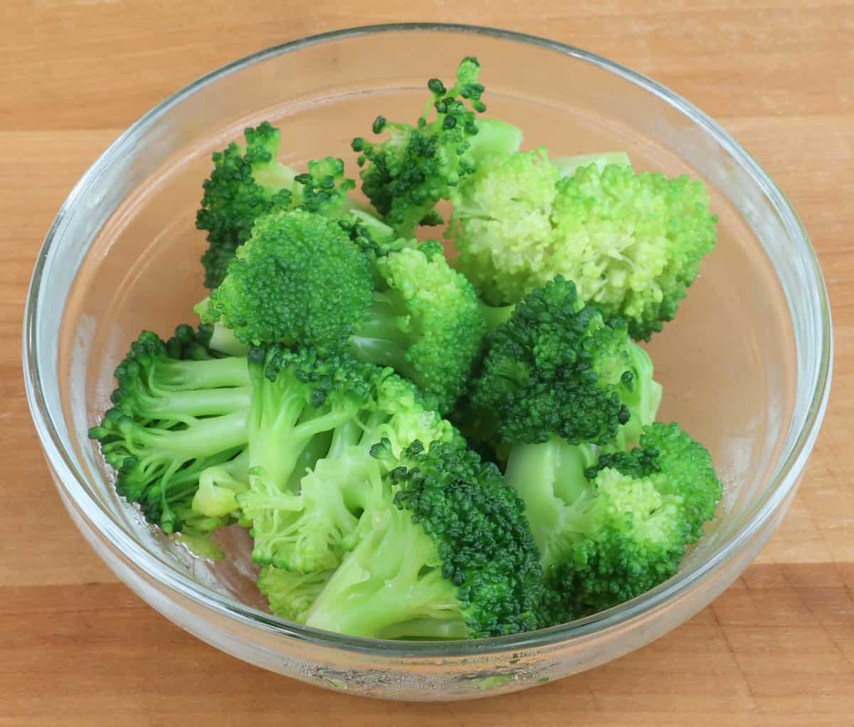 a small bowl of blanched broccoli.