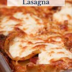 a mini sheet pan lasagna on a rimmed baking sheet.