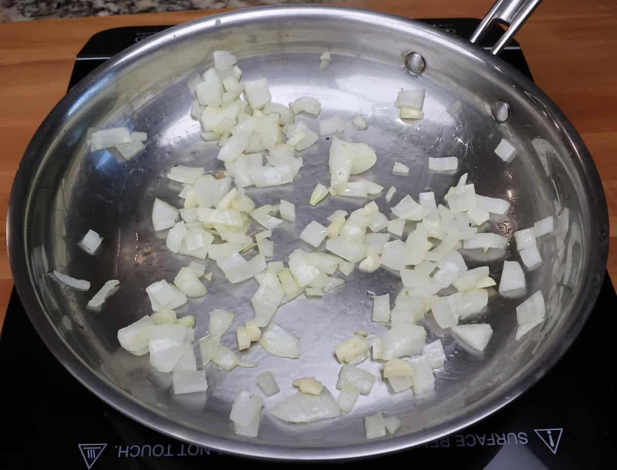 onions and garlic in a skillet.