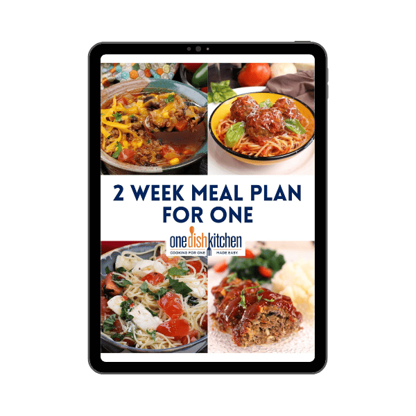 Promotional cover of 2 Week Meal Plan for One eBook.
