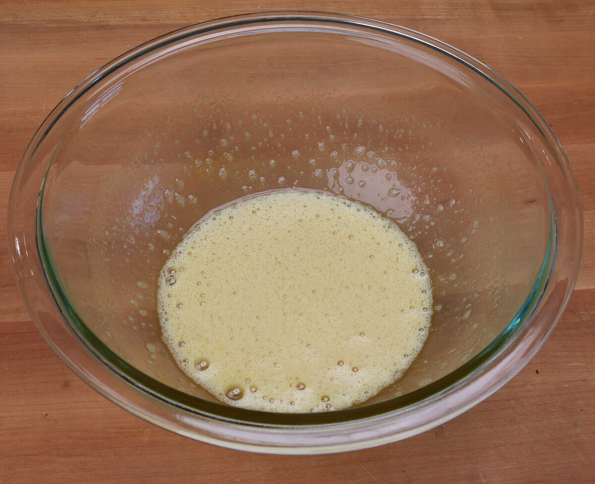 sugar, egg, and vanilla in a mixing bowl.