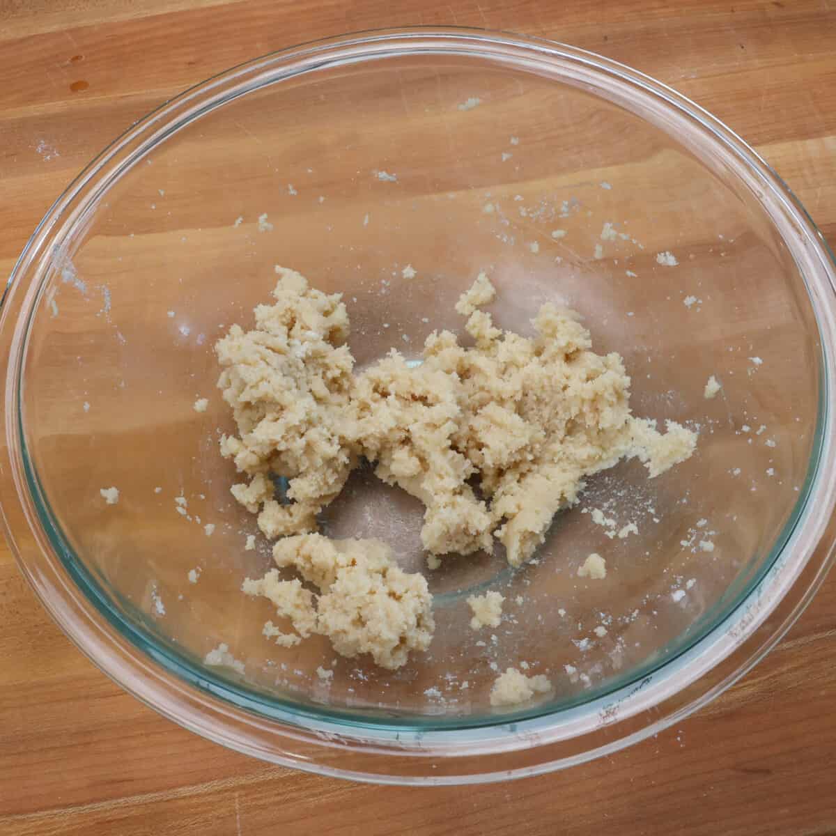 butter and sugar creamed together in a mixing bowl.