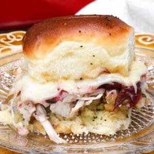 a single Thanksgiving slider on a plate.