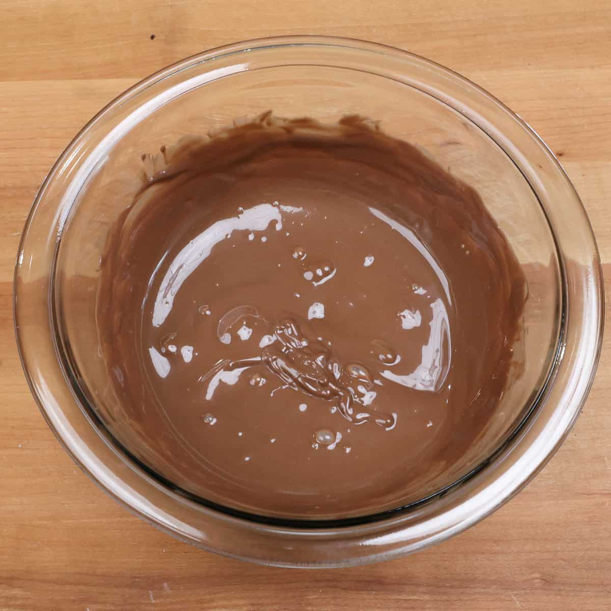 melted chocolate in a mixing bowl.