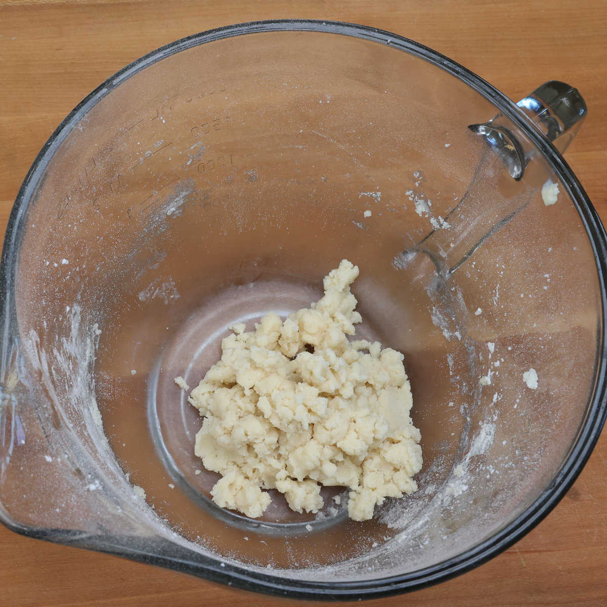 shortbread crust dough in a mixing bowl.
