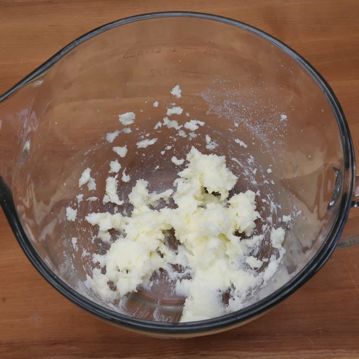 creamed butter and sugar mixing bowl. 