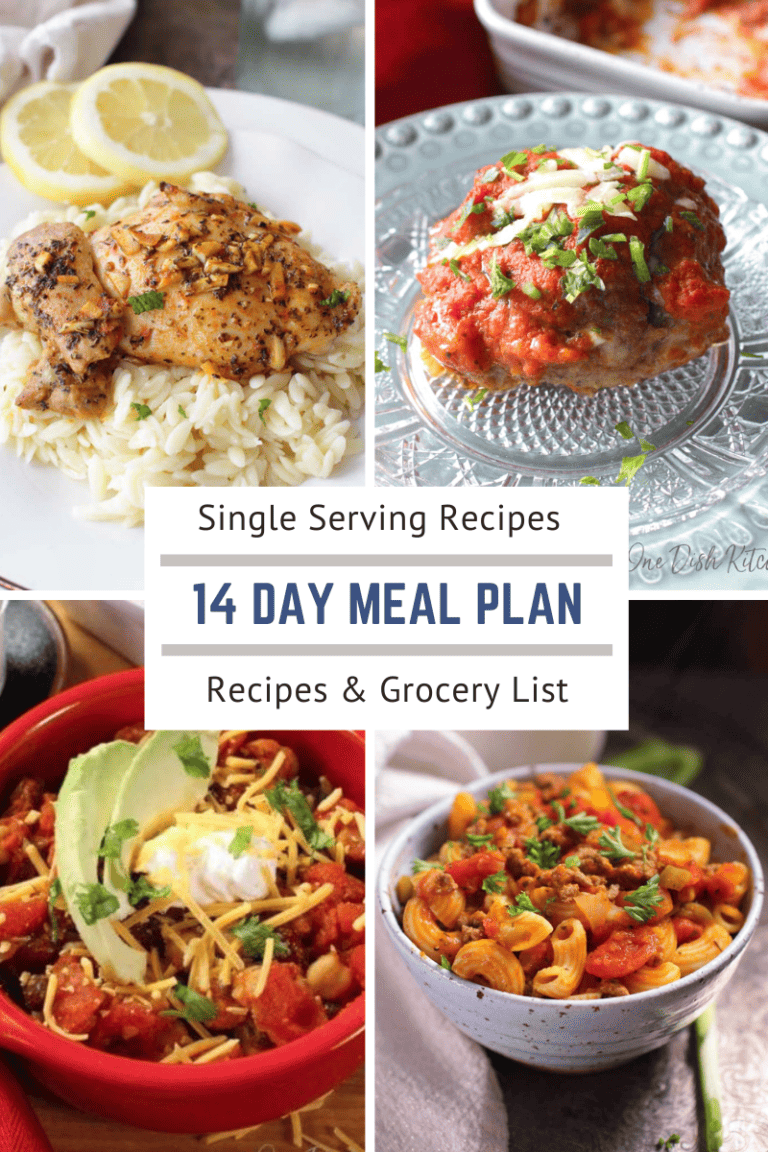 14 Day Meal Plan For One Person with Grocery List - One Dish Kitchen