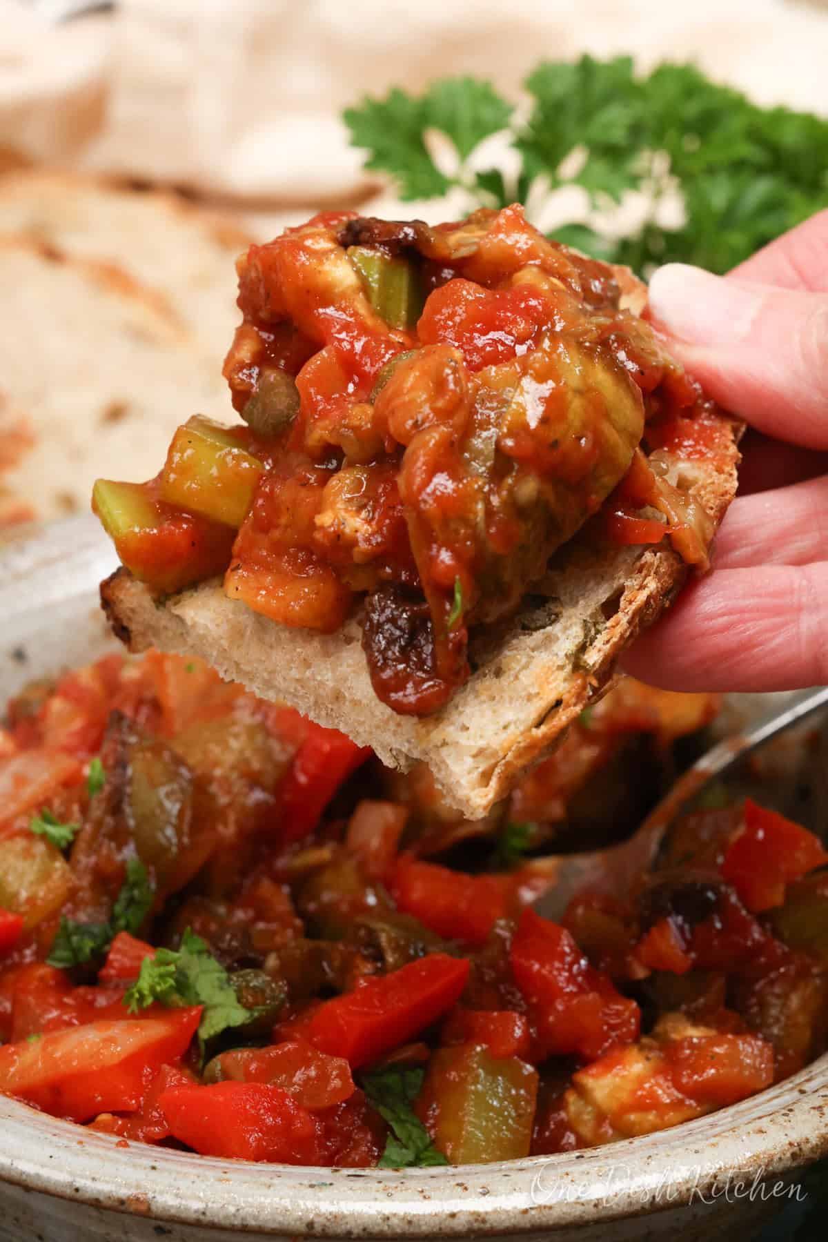 caponata on crostini.