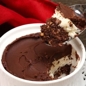 a nanaimo bar spooned out of a ramekin.