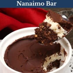 a nanaimo bar spooned out of a ramekin.