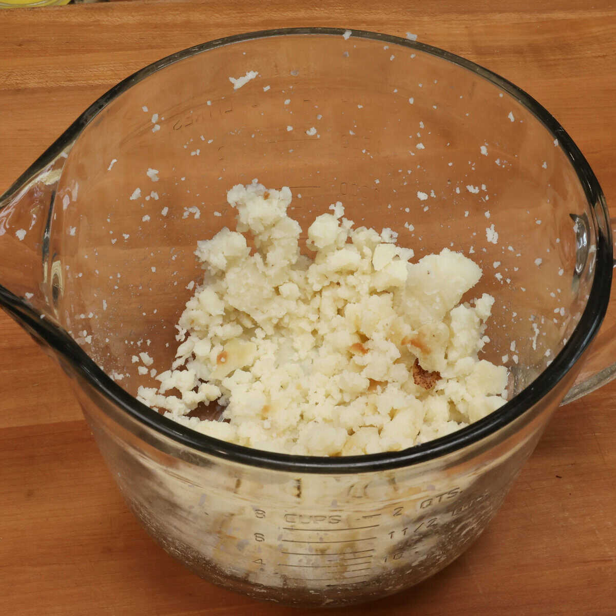 mashed potato in a mixing bowl.
