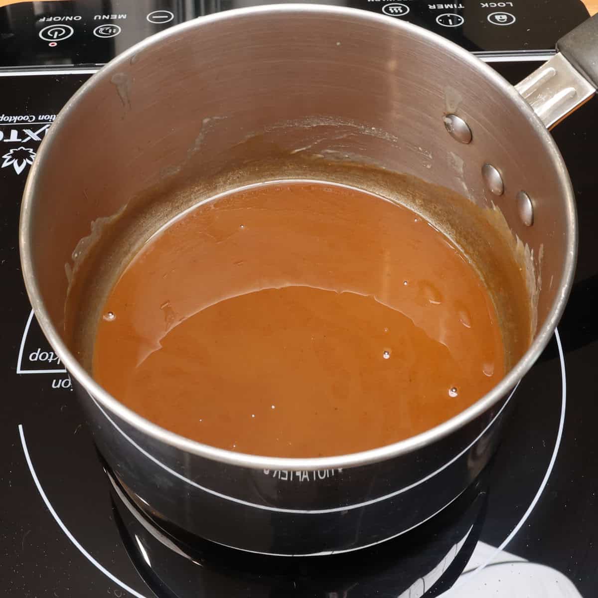 a gumbo roux in a pot.