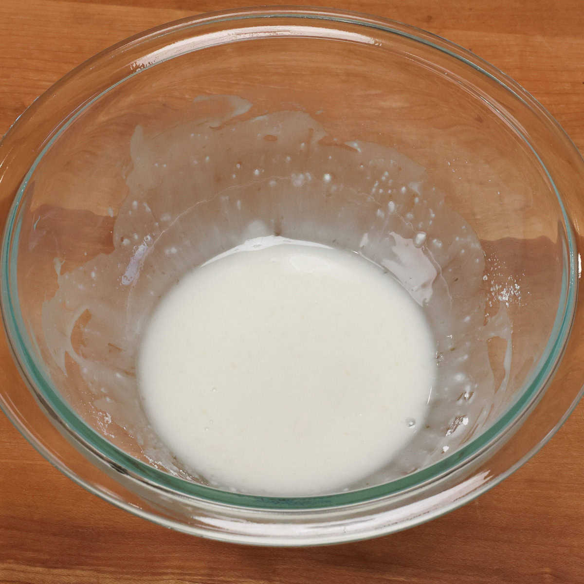 lemon glaze in a mixing bowl.