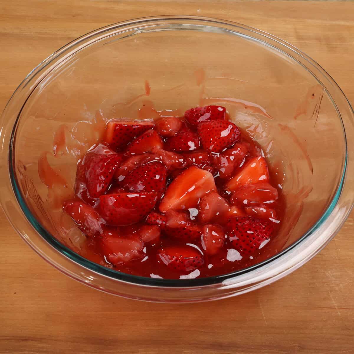 strawberry pie filling in a bowl.