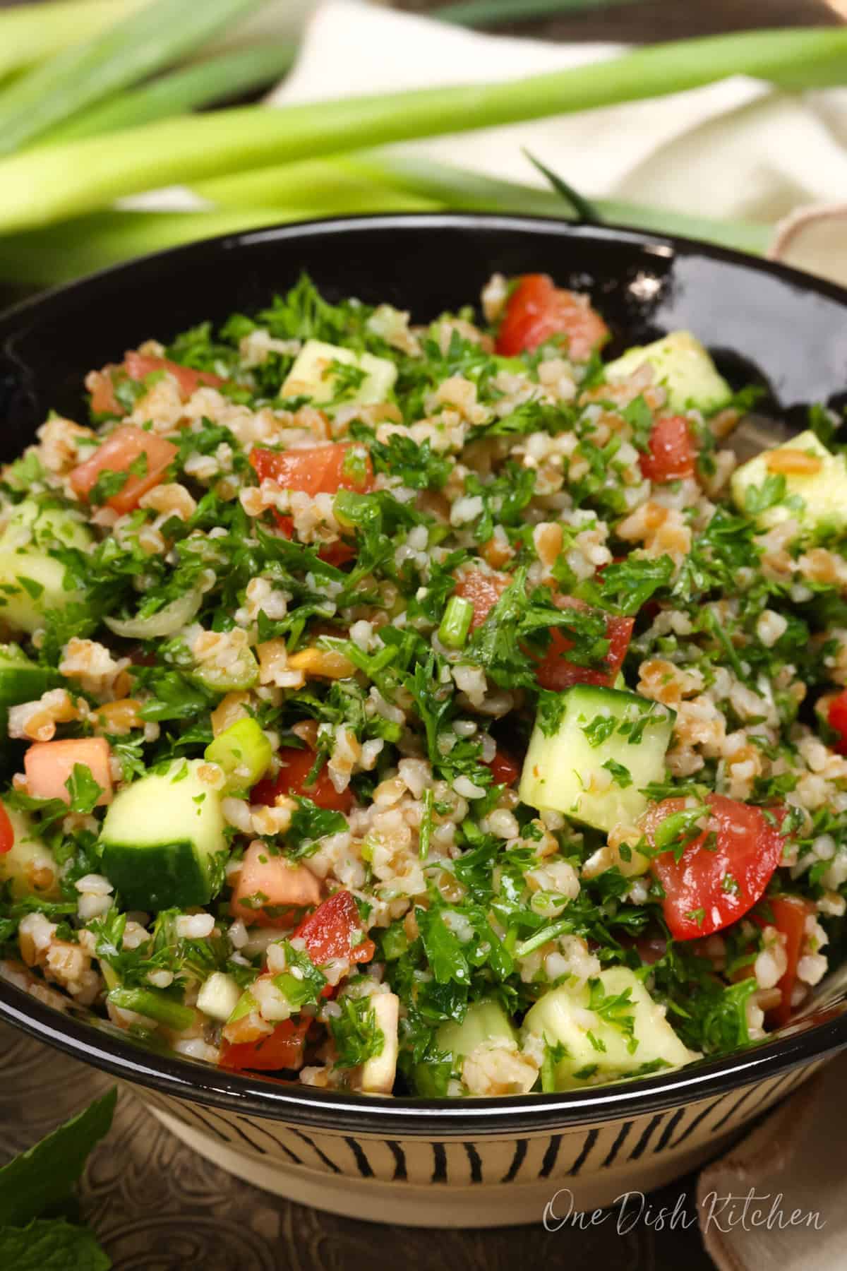 a bowl of tabbouleh.