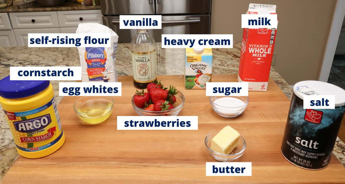 trifle ingredients on a kitchen counter.