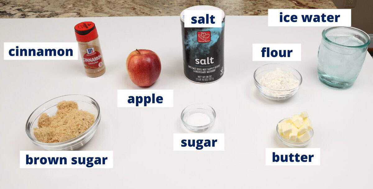 apple dumpling ingredients on a kitchen counter.