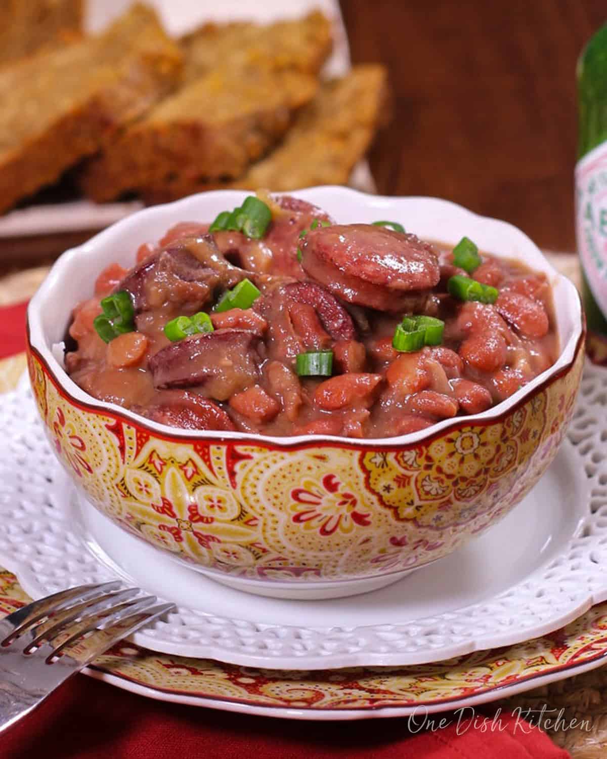 a small bowl of red beans and rice.