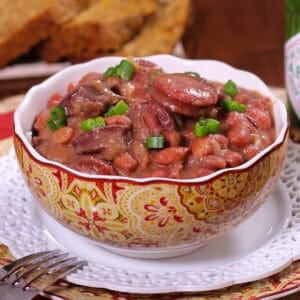 a small bowl of red beans and rice.