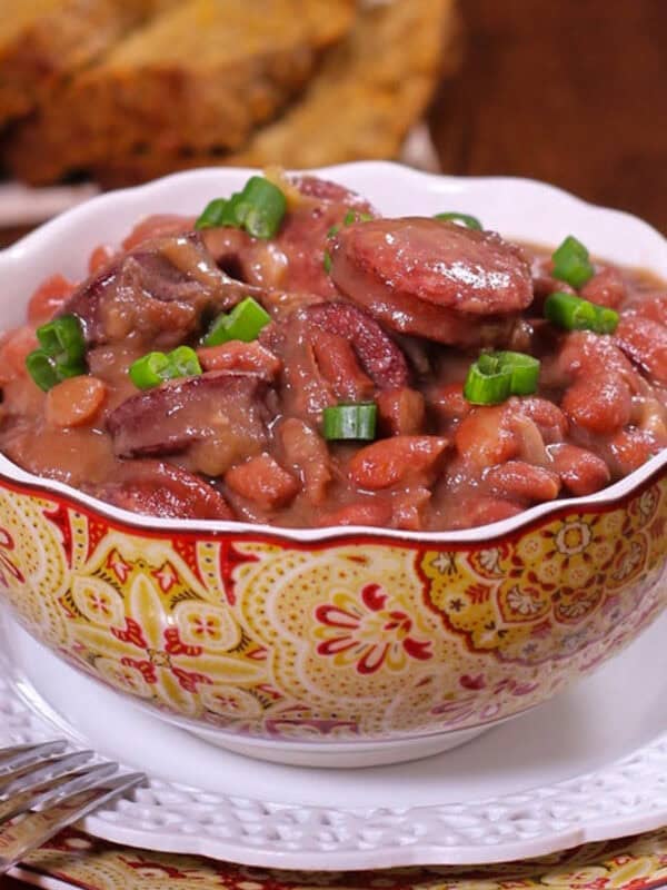 a small bowl of red beans and rice.