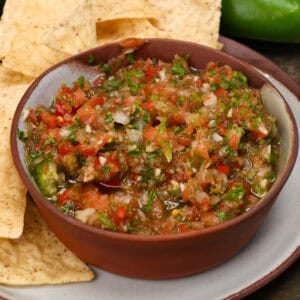 a single serving of fresh salsa in a bowl.