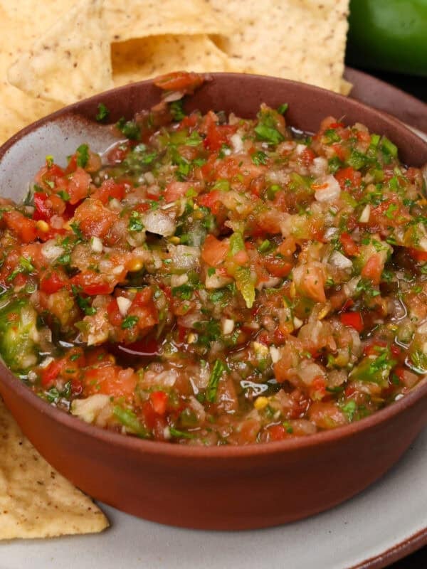 a single serving of fresh salsa in a bowl.