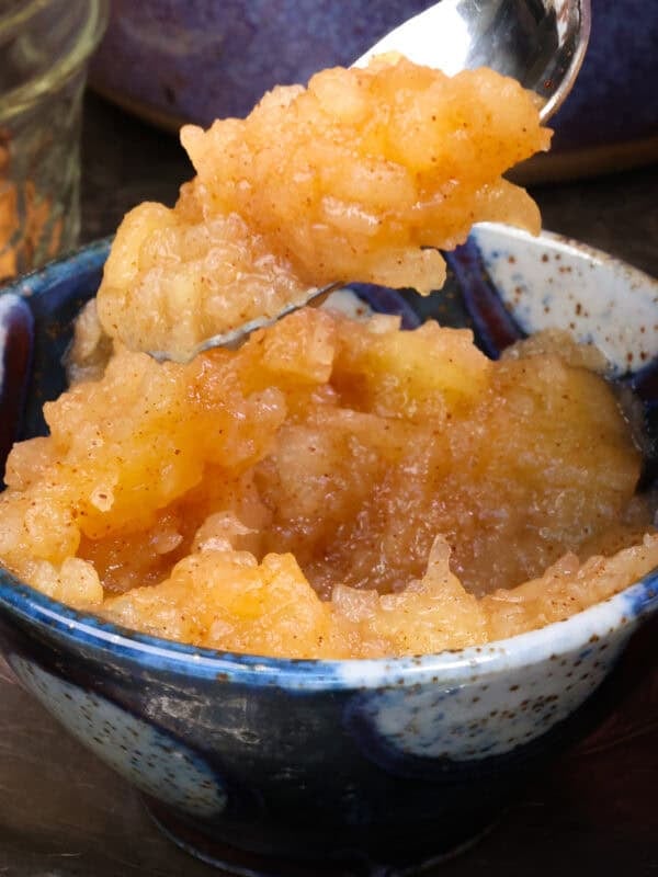 a small bowl of applesauce.