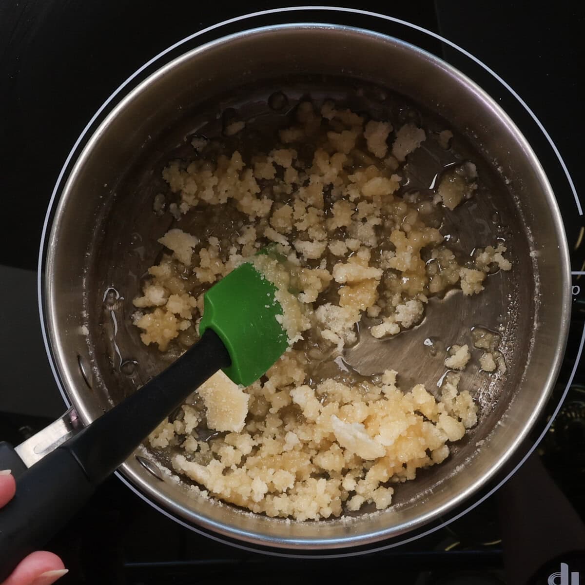 sugar melting in a pot, stage 2.