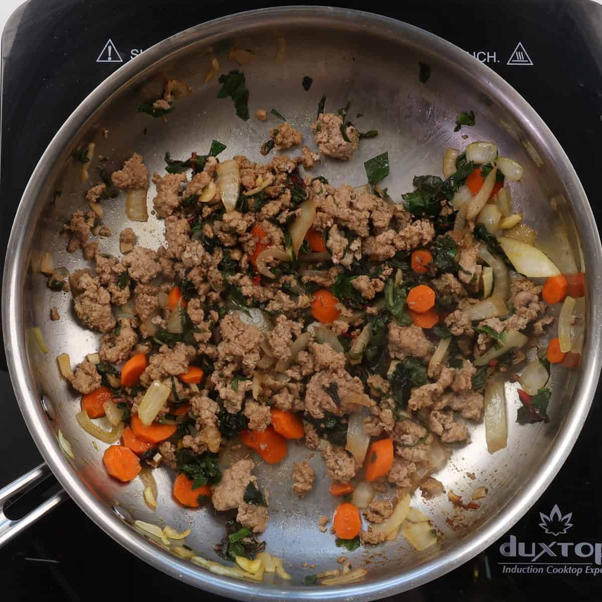 ground turkey taco filling in a skillet.