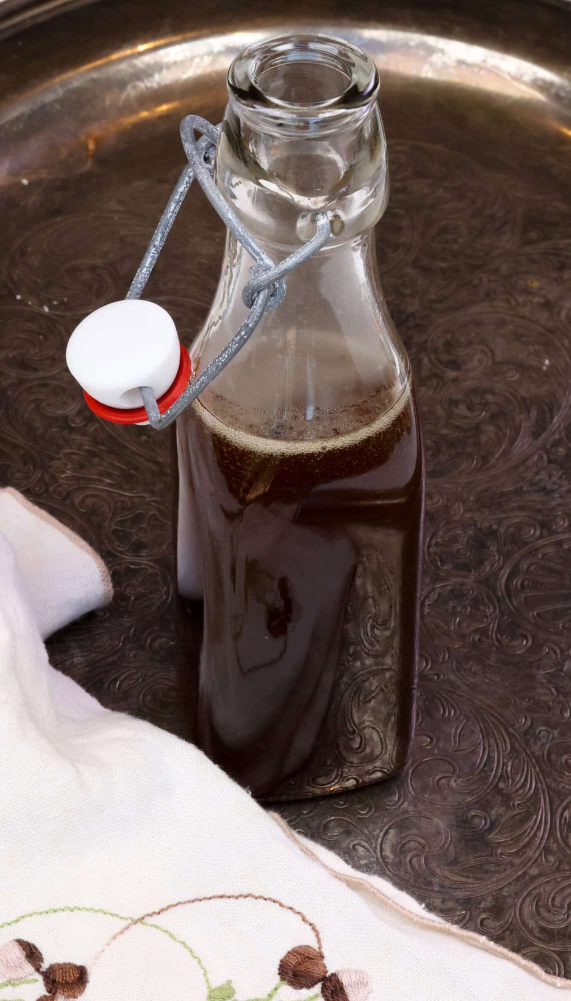 a small batch of pancake syrup in a glass jar.