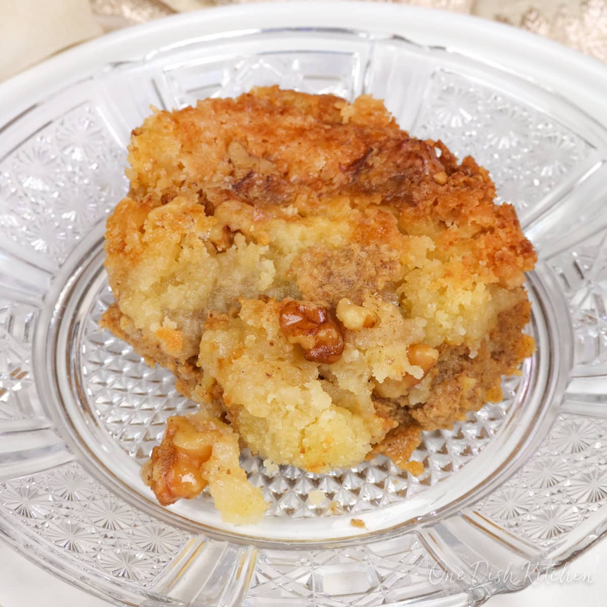 a serving of pumpkin dump cake on a plate.