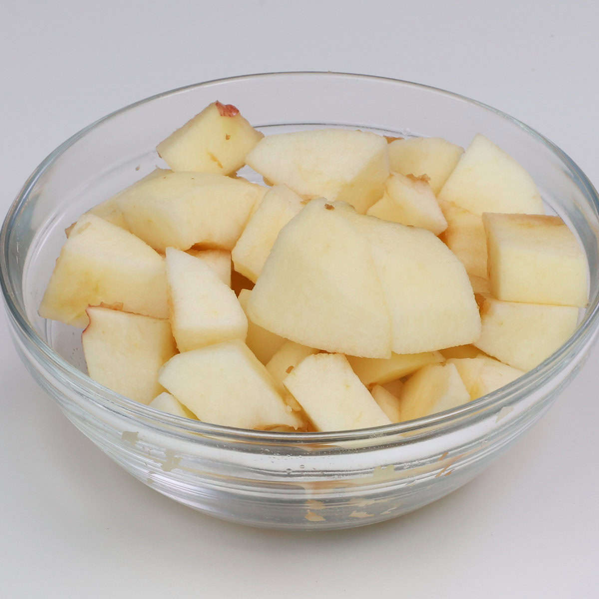 diced apples in a bowl.