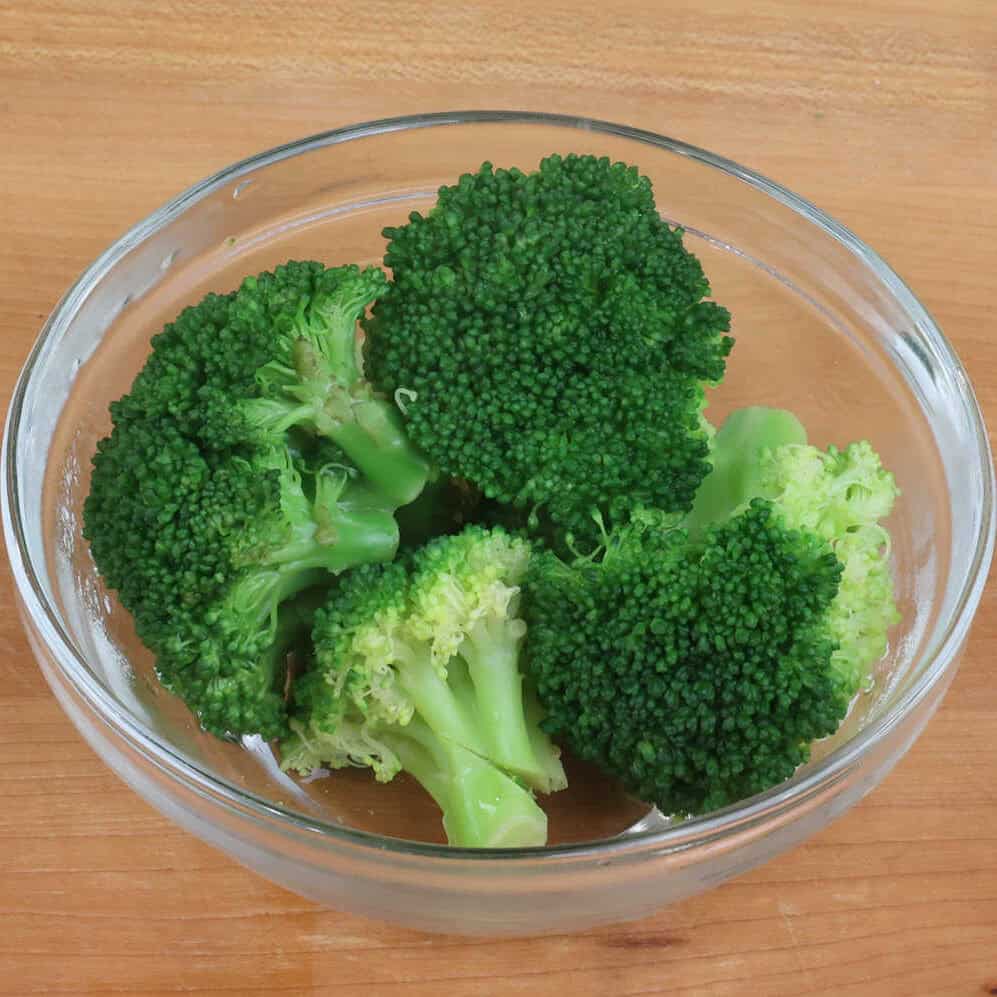 a small bowl of blanched broccoli.